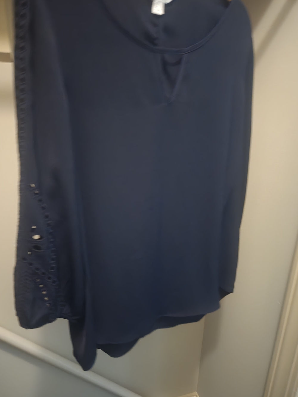 Market & Spruce Navy Blue High-Low Skirt with Eyelet Side Panel